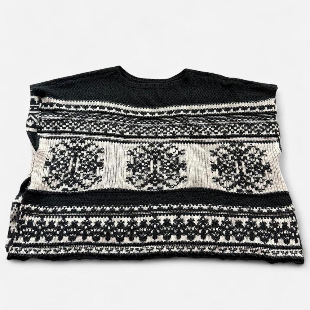 Knit sweater vest poncho geometric pattern boxy oversized